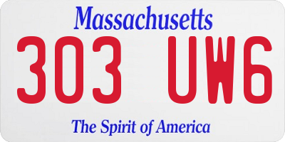 MA license plate 303UW6