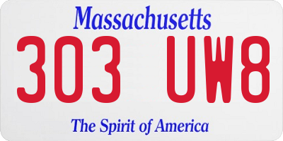 MA license plate 303UW8