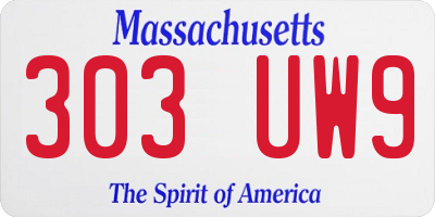 MA license plate 303UW9