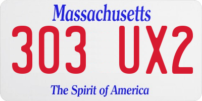 MA license plate 303UX2