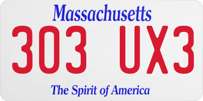 MA license plate 303UX3