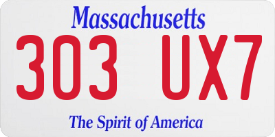 MA license plate 303UX7