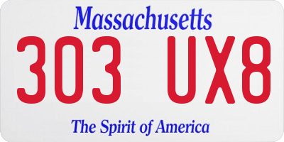 MA license plate 303UX8