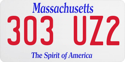 MA license plate 303UZ2