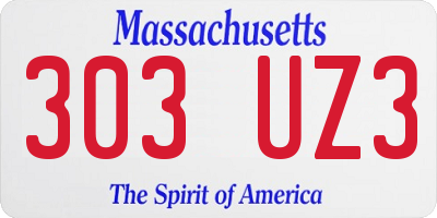 MA license plate 303UZ3