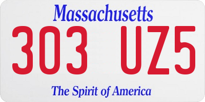 MA license plate 303UZ5