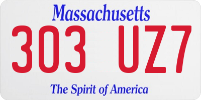 MA license plate 303UZ7