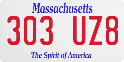 MA license plate 303UZ8