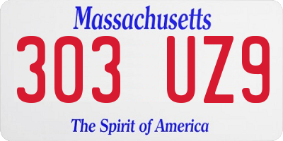 MA license plate 303UZ9