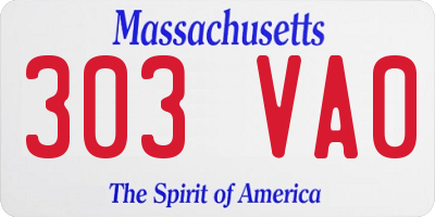 MA license plate 303VA0