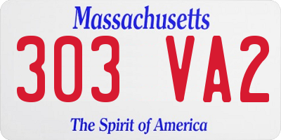 MA license plate 303VA2