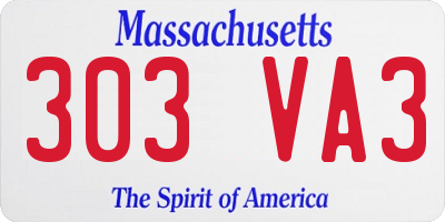 MA license plate 303VA3