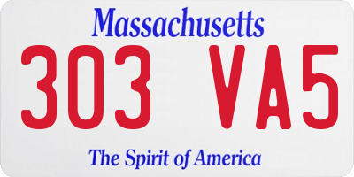 MA license plate 303VA5
