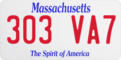 MA license plate 303VA7