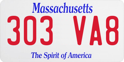 MA license plate 303VA8