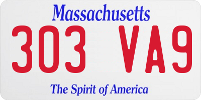 MA license plate 303VA9