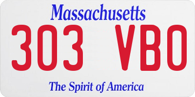 MA license plate 303VB0