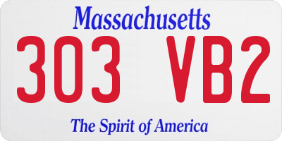 MA license plate 303VB2