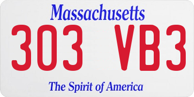 MA license plate 303VB3