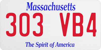 MA license plate 303VB4