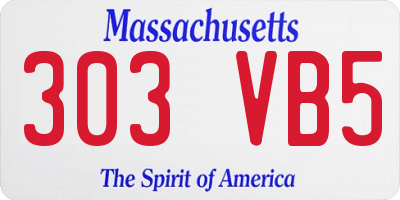 MA license plate 303VB5