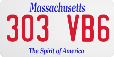 MA license plate 303VB6