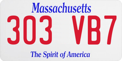 MA license plate 303VB7