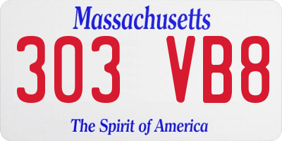 MA license plate 303VB8