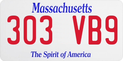 MA license plate 303VB9