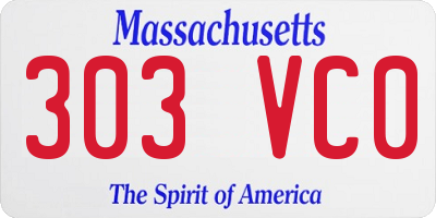 MA license plate 303VC0