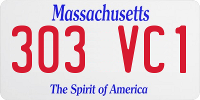 MA license plate 303VC1