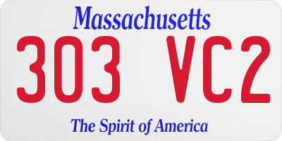MA license plate 303VC2