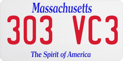 MA license plate 303VC3