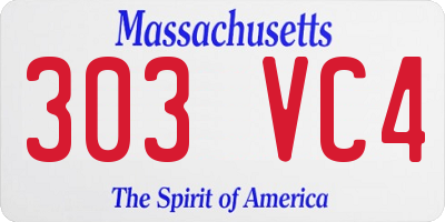 MA license plate 303VC4