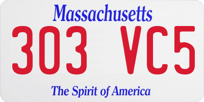 MA license plate 303VC5