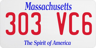MA license plate 303VC6