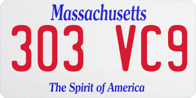 MA license plate 303VC9
