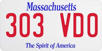 MA license plate 303VD0