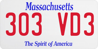 MA license plate 303VD3
