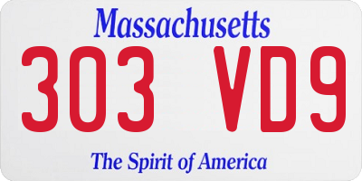 MA license plate 303VD9