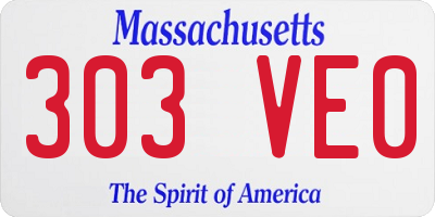 MA license plate 303VE0