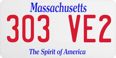 MA license plate 303VE2