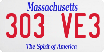 MA license plate 303VE3