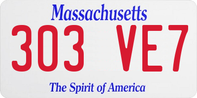 MA license plate 303VE7