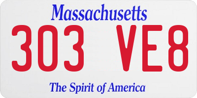 MA license plate 303VE8