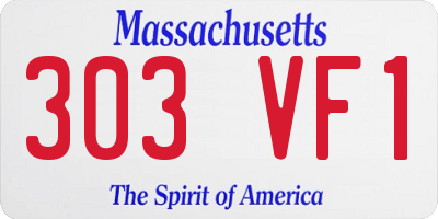 MA license plate 303VF1
