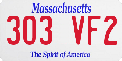 MA license plate 303VF2