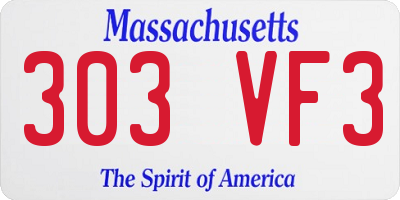 MA license plate 303VF3