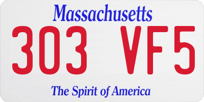MA license plate 303VF5