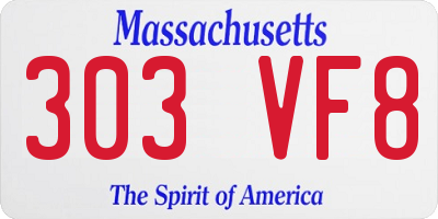 MA license plate 303VF8